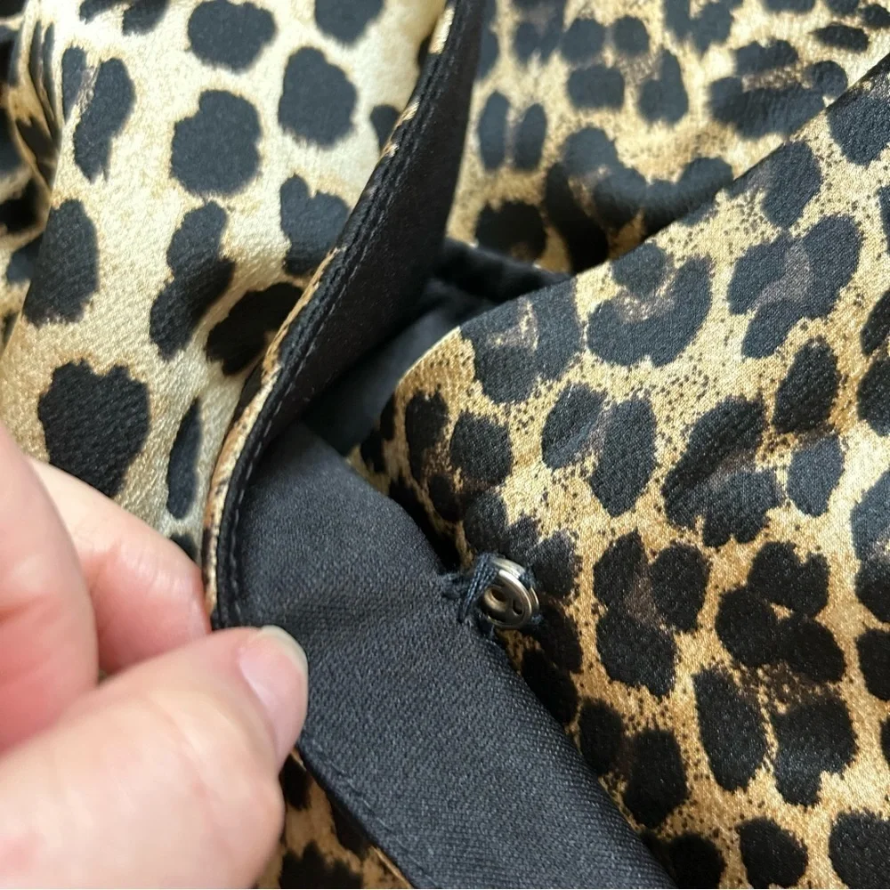 NWT L&B Leopard Satin Mini Dress Size Large Ruffles Festival Cocktail Party Boho - Picture 10 of 10
